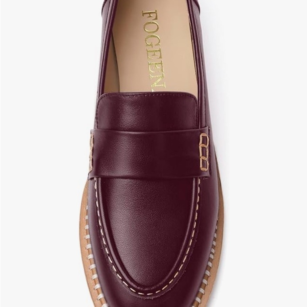FOGEENA Penny Matte Leather Slip On Round Toe Chunky Loafers 9 Academia Preppy - Picture 5 of 16